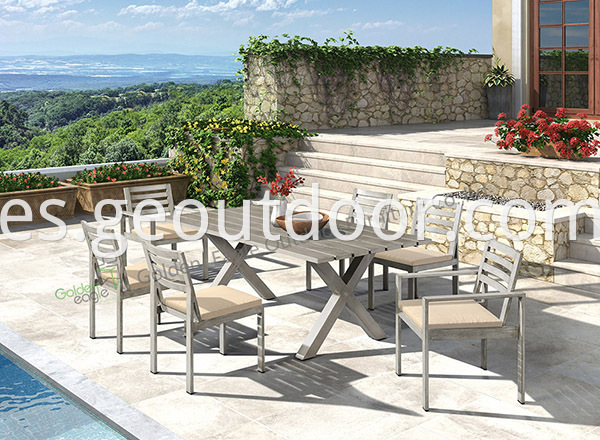 outdoor aluminium dining table and chair